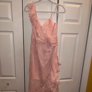 NWT Lulus pink ruffle maxi dress- size S